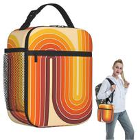 Retro Geometric Double Arch Design 522 Insulated Lunch Bag for Women Children Portable Food Boxes Thermal Lunch Box Tote One Size