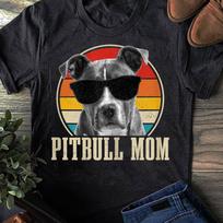 Womens Pitbull Mom Vintage Funny Pitbull Dog Mom T-Shirt - Gift for Dog Lovers - Funny Dog - Vintage Shirt S