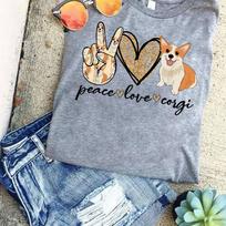 Peace Love Corgi Funny Dog Mom Mother's Day Gift Corgi Lover T-Shirt - Dog Lover Gift - Gifts For Mom - Gift For Her - Funny Corgi 3XL