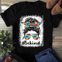 Be Kind Autism Awareness Messy Bun Girl Tees T-Shirt - Autism Mom Shirt, Autism Awareness Shirt, Autism Aware, Autism Mother L