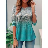 Women's T-shirt Print Cute Dragonfly Petals Print Casual Long Sleeve Round Neck Regular Top Daily Print Spring S