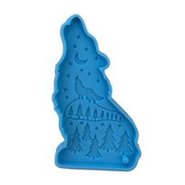 Wolf Necklace Pendant Silicone Mould Keychain Epoxy Resin Mold for DIY Crafts mėlyna