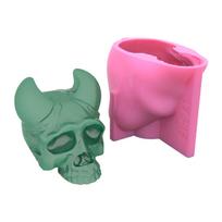 Devil Horns Skull Shape Silicone Mold Resin Epoxy Casting Making DIY Soap Candle