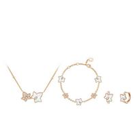 Lola Rose necklace Ivy Series Double Leaves Fashionable Light Luxury Exquisite White mother-of-pearl three-piece set-necklace + bracelet + earrings F auksas