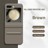 For Samsung Galaxy Z Flip 7 FE 6 5 4 3 Case Luxury Skin Friendly Matte Leather Hinge Protection Folding Hard Cover with Glass Opp Bag&For Samsung Galaxy Z Flip 3 5G 6.7" ruda