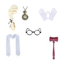 Costume Accessories Set with Pocket Watch Shoulder Strap Glasses Gavel 4 for Halloween One Size geltona