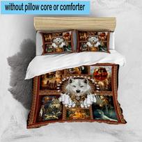 Indian Wolf Spirit Collage 3pcs Bedding,Including 1pc Duvet Cover And 2pcs Pillowcases Perfect for Christmas,Ideal for Bedroom, Dormitory 135cm*200cm