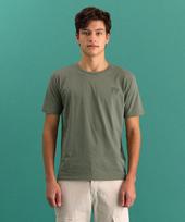 Panicalle Khaki Stitch Logo Short Sleeve T-Shirt Gray/M