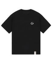 Graver [Unisex] Pixel Small Drawing Smile Short Sleeve T-Shirt_Black/White Logo Black_White Logo/L