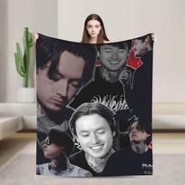 Noah Sebastian Morden Music Blanket Super Soft Aesthetic Plush Throw Blanket For Couch Chair Picnic Flannel Bedspread Bed Cover Size: 75*100cm, Weight: 230 GSM