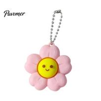Floral Clicker Sensory Toy Smiling Flower Keychain Fidget Toy, for Stress Relief Relief, Hanging Bag Charm with Ball Chain Key Ring rožinė