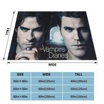 The Vampire Diaries Blanket Coral Fleece Plush Damon Salvatore Stefan Salvator Horror Fantasy Throw Blankets for Bedroom Quilt Size: 75*100cm, Weight: 230 GSM