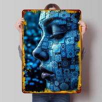 Mosaic Woman Face Art Tinplate Poster Customized Wall Art Vintage Retro Metal Signs for Interior Decoration Living Room Man Cave 20X30CM