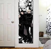 J-Jujutsu K-Kaisen Black White Manga Tapestry Vertical Long Wall Hanging For Bedroom Dorm 100X70CM