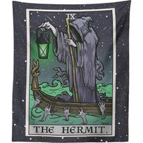 The Hermit Tarot Card Tapestry - Grim Reaper - Gothic Halloween Home Decor Wall Hanging (60  x 50 ) 100X70CM