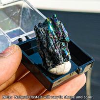 Natural Crystal Rawstone Box Ruby Amethyst Coral Druzy Agate Azurite Malachite Pyrite Tourmline Box for Perfect Gifts (as the picture,3-4cm)