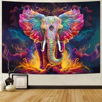 Heynvioo Psychedelic Elephant Tapestry Trippy Watercolor Elephant Wall Tapestry Aesthetic Colorful Cloud Tapestries Spiritual Me 100X70CM