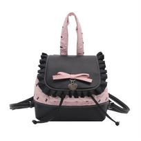 Bow Lace Trim Backpack Exquisite Ballet Style Rucksack Sweet Vintage Bucket Bag  Commute