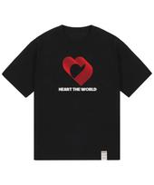 Graver [Unisex] Overlap Heart Line Short Sleeve T-Shirt_Black/Red Logo Black_Red Logo/Xl