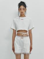 Minderly Back Lace Up Cropped Top - White White/One Size