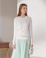 Us Polo Assn Cotton Long Sleeve Cable Round Knit_Ivory Ivory/100