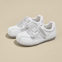 Velcro rhinestone mesh summer new casual board shoes lightweight thick-soled round head white shoes women 35 pilkšvai balta