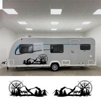 2 vnt. Automobilių lipdukai Kalnų grafika Kemperiui Arklių priekabai Karavanui RV Kemperio kėbulo dekoras Viniliniai lipdukai Priedai 70cm x 29cm