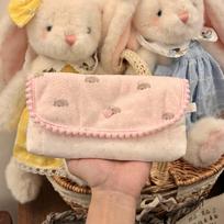 Lace Ruffle Pen Bag Flip Design Pencil Pouch Portable Stationery Organizer  School Supplies Pink Puppy