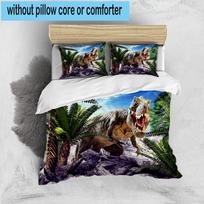 Dinosaur Roaring In Prehistoric 3pcs Bedding,Including 1pc Duvet Cover And 2pcs Pillowcases Perfect for Christmas,Ideal for Bedroom, Dormitory 135cm*200cm
