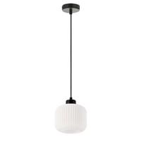 Pakabinamas šviestuvas Candellux Estilo juodas rėmas balto stiklo gaubtas E27 1x40W