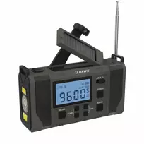 Hawk HWRDI420GN Avarinis radijas su saulės baterija, dinaminiu mechanizmu, žibintuvėliu, AM/FM/SW, žalias