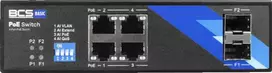 BCS BCS-B-ISP04G-2SFP Neprijungiamas pramoninis Ethernet jungiklis, 4 prievadai Gigabit RJ45 + 2 SFP, DIN bėgis, IP40