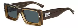 DSQUARED2 D2-0142-S-9EN Vyriški Saulės Akiniai - Juodas Acetato Rėmelis, Pilki Polikarbonato Lęšiai, 52mm