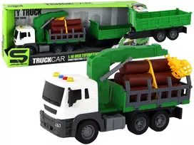 LEAN TOYS Sunkvežimis su Krano Friction Drive Garsai Žalias Medis 1:16
