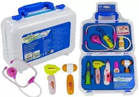 LEAN TOYS Gydytojo rinkinys vaikams nešiojamame dėkle – 18 dalių medicinos vaidmenų žaidimų rinkinys