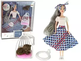LEAN TOYS Baby Doll Emily Gray Hair Kitten Swing