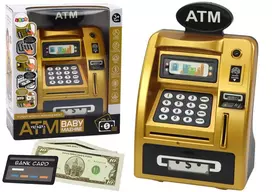 LEAN TOYS ATM Taupyklė Vaikams Mokymuisi Taupyti Gold Black