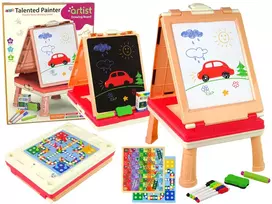 LEAN TOYS 3in1 Multifunkcinis Dvipusis Kinietiškų Žaidimų Stalas – Mahjong, Kortų ir Stalo Žaidimai, Sulankstomas, Žalias Veltinis