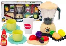 LEAN TOYS Electric Blender Set, Fruits for Slicing, Lights, and Sounds