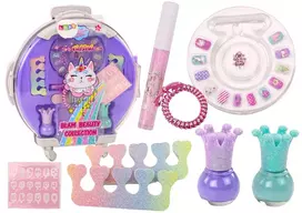 LEAN TOYS Kosmetikos rinkinys Nagų makiažo lagaminėlyje Violetinis lagaminėlis 9 vnt.