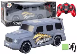 LEAN TOYS RC valdomas automobilis su dinozauru, 1:10 mastelio, pilkas