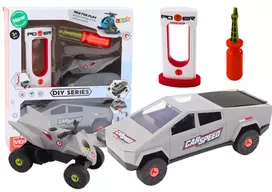 LEAN TOYS Automobilio ir keturračio konstravimo rinkinys DIY Pilka