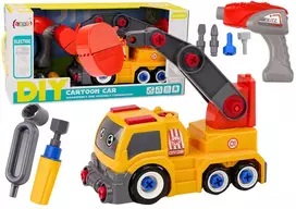 LEAN TOYS Ardomas Sunkvežimis su Krano Strėle DIY Oranžinis