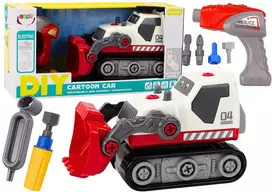 LEAN TOYS Cartoon Crawler Excavator For Turning DIY White