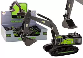 LEAN TOYS Crawler Excavator Metal Bucket 1:55 Black and Green