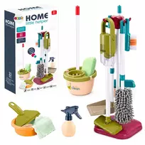 LEAN TOYS Valymo rinkinys su dulkių siurbliu, šluota ir stovu – 23 dalys vaikams