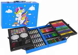 LEAN TOYS Didelis meno rinkinys lagamine 145 dalių Vienaragis