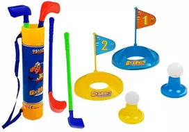 LEAN TOYS Vaikų golfo rinkinys su lazdomis, duobutėmis, vėliavėlėmis ir kamuoliukais