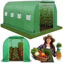 LEAN Folijos Tunelinis Šiltnamis Daržovėms su Langais, Žalias, UV 4.5x2x2 M 9M²