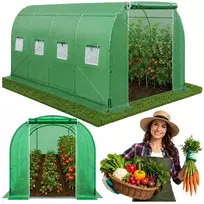 LEAN Folijos Tunelinis Šiltnamis Daržovėms su Langais Žalias UV 4x2,5x2 M 10M²
